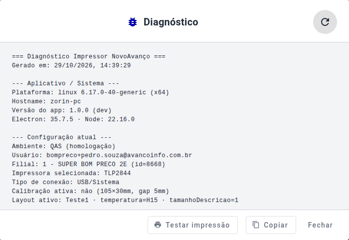 Relatório de diagnóstico